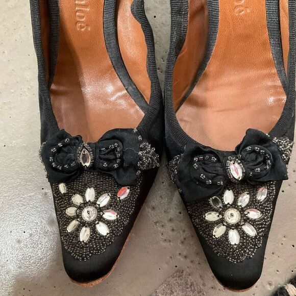 Chloe Satin Embellished Heels - Picture 4 of 9